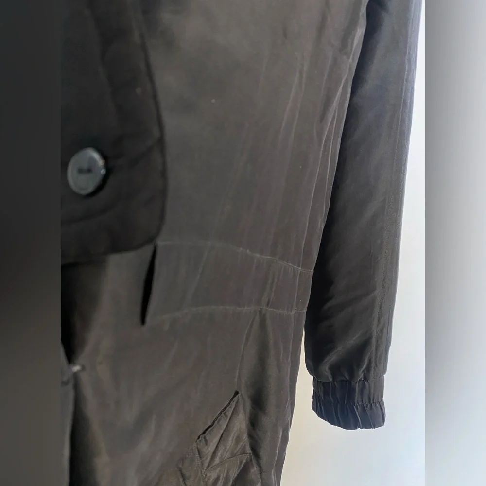 J. Peterman Silk‎ Oversized Overcoat Size Medium Black - Picture 5 of 10